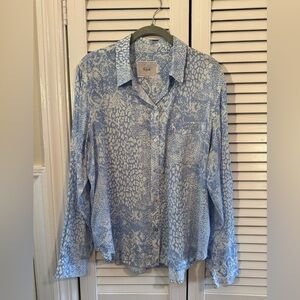Rails Josephine Blue and White Animal Print Blouse